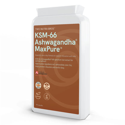 TwoNutrabros-Ashwagandha- Flat Pack Angle Supplement Bottle 